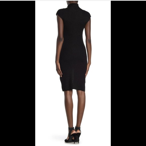 Max Studio Black Turtle Neck Knit Midi Sweater Dress NWT Sz L - Picture 2 of 5
